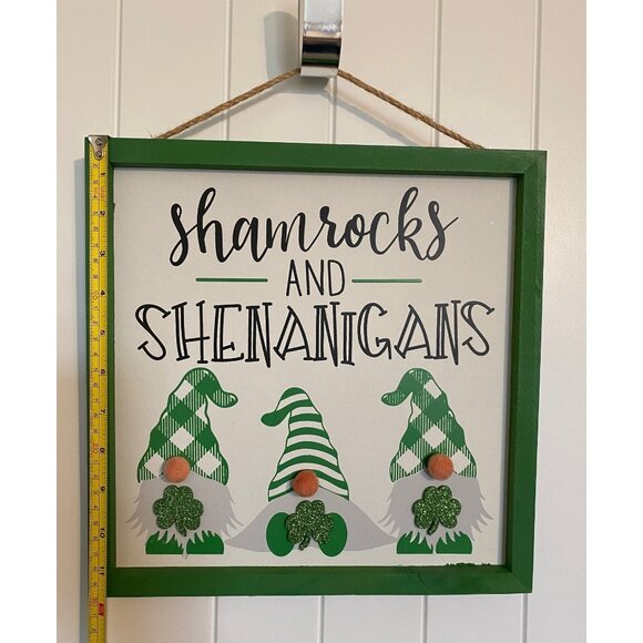 St Patricks Day Shamrocks and Shenanigans Leprechaun Gnome Wall Decor Door Decor - Picture 3 of 4